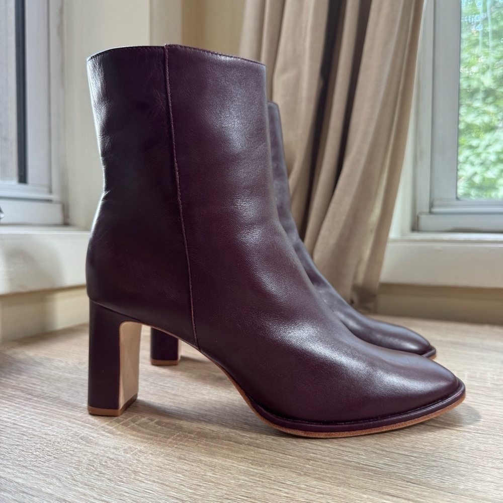 New Reformation Gillian Leather Ankle Boots Ruby Red 8.5